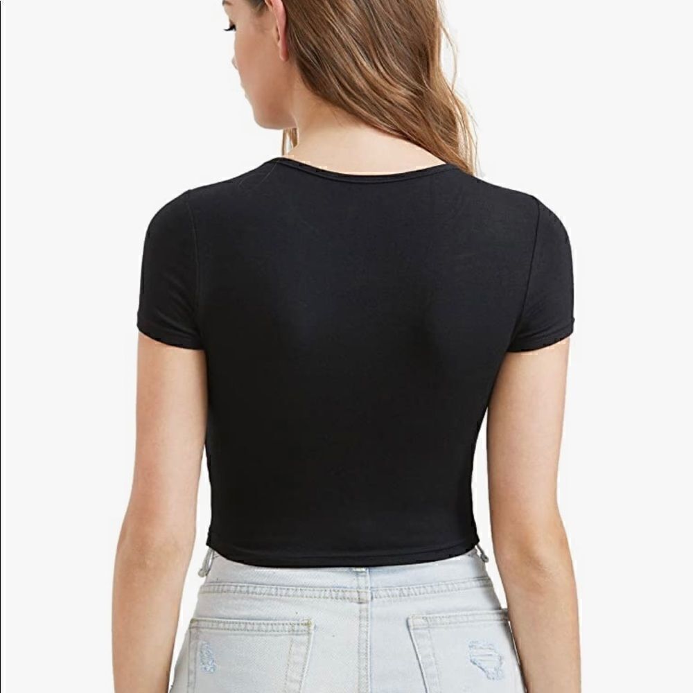 NWT!Medium Crop Top| black basic tee - Picture 7 of 7